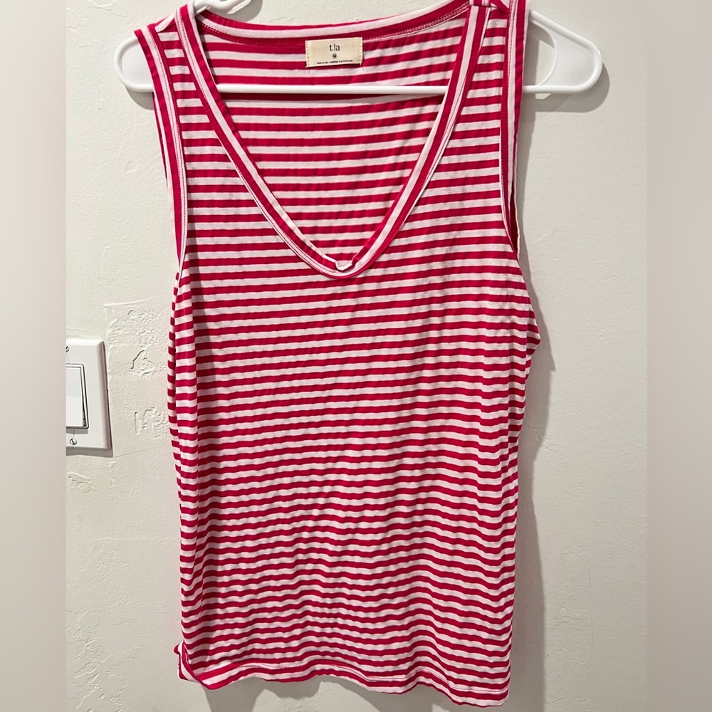 Anthropologie pink striped tank top